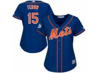 Women Majestic New York Mets #15 Tim Tebow Royal Blue Alternate Home Cool Base MLB Jersey