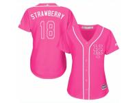 Women Majestic New York Mets #18 Darryl Strawberry Pink Fashion Cool Base MLB Jersey