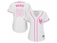 Women Majestic New York Mets #20 Neil Walker White Fashion Cool Base MLB Jersey