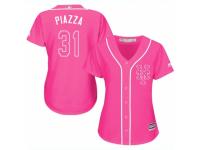 Women Majestic New York Mets #31 Mike Piazza Pink Fashion Cool Base MLB Jersey
