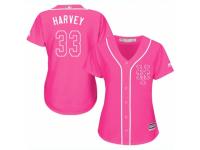 Women Majestic New York Mets #33 Matt Harvey Pink Fashion Cool Base MLB Jersey