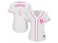 Women Majestic New York Mets #4 Lenny Dykstra White Fashion Cool Base MLB Jersey