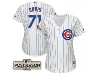 Women Wade Davis #71 Chicago Cubs 2017 Postseason White Cool Base Jersey
