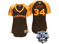 Women's 2016 MLB All-Star National Chicago Cubs Jon Lester #34 Brown Run Derby Cool Base Jersey