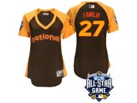 Women's 2016 MLB All-Star National New York Mets Jeurys Familia #27 Brown Run Derby Cool Base Jersey