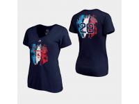 Women's Boston Red Sox 2019 Spring Training #28 Navy J.D. Martinez V-Neck T-Shirt