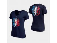 Women's Boston Red Sox 2019 Spring Training #50 Navy Mookie Betts V-Neck T-Shirt