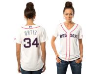 Women's Boston Red Sox David Ortiz Majestic White Fashion  Stars & Stripes 2016 Independence Day  Cool Base Player Jersey