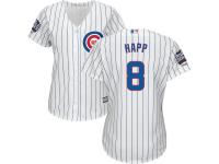 Women's Chicago Cubs #8 Ian Happ Majestic White 2016 World Series Champions Home Cool Base Jersey