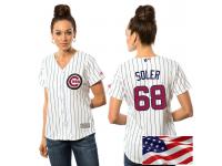 Women's Chicago Cubs Jorge Soler #68 White 2016 Independence Day Stars & Stripes Cool Base Jersey