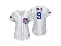 Women's Cubs 2018 Postseason Home White Javier Baez Cool Base Jersey