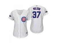 Women's Cubs 2018 Postseason Home White Justin Wilson Cool Base Jersey