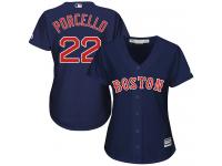 Women's Majestic Boston Red Sox #22 Rick Porcello Authentic Navy Blue Alternate Road MLB Jersey