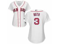 Women's Majestic Boston Red Sox #3 Babe Ruth White Home MLB Jersey