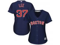 Women's Majestic Boston Red Sox #37 Bill Lee Authentic Navy Blue Alternate Road MLB Jersey