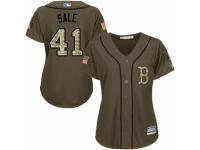 Women's Majestic Boston Red Sox #41 Chris Sale Green Salute to Service MLB Jersey