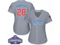 Women's Majestic Chicago Cubs #28 Kyle Hendricks Grey Road 2016 World Series Champions Cool Base MLB Jersey