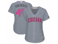 Women's Majestic Chicago Cubs #40 Willson Contreras Grey Mother's Day Cool Base MLB Jersey