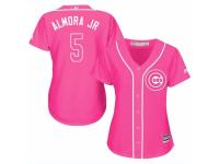 Women's Majestic Chicago Cubs #5 Albert Almora Jr Pink Fashion MLB Jersey