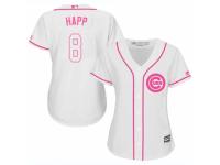 Women's Majestic Chicago Cubs #8 Ian Happ White Fashion MLB Jersey