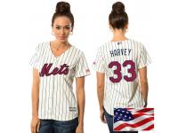 Women's New York Mets Matt Harvey #33 White 2016 Independence Day Stars & Stripes Cool Base Jersey