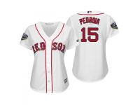 Women's Red Sox 2018 World Series Majestic White Dustin Pedroia Cool Base Jersey