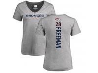 Women's Royce Freeman Ash Backer V-Neck NFL Nike Denver Broncos #28 T-Shirt
