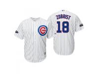 Youth Cubs 2018 Postseason Home White Ben Zobrist Cool Base Jersey