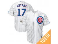 Youth Kris Bryant #17 Chicago Cubs 2017 Postseason White Cool Base Jersey