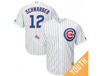 Youth Kyle Schwarber #12 Chicago Cubs 2017 Postseason White Cool Base Jersey