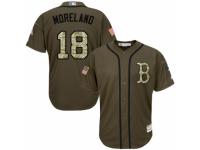 Youth Majestic Boston Red Sox #18 Mitch Moreland Green Salute to Service MLB Jersey
