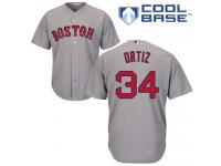 Youth Majestic Boston Red Sox #34 David Ortiz Authentic Grey Road Cool Base MLB Jersey