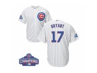 Youth Majestic Chicago Cubs #17 Kris Bryant Authentic White Home 2016 World Series Champions Cool Base MLB Jersey