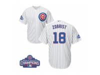 Youth Majestic Chicago Cubs #18 Ben Zobrist Authentic White Home 2016 World Series Champions Cool Base MLB Jersey