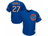 Youth Majestic Chicago Cubs #27 Addison Russell Royal Blue 2017 Gold Champion Cool Base MLB Jersey