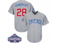 Youth Majestic Chicago Cubs #28 Kyle Hendricks Grey Road 2016 World Series Champions Cool Base MLB Jersey
