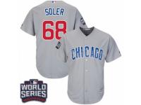 Youth Majestic Chicago Cubs #68 Jorge Soler Authentic Grey Road 2016 World Series Bound Cool Base MLB Jersey
