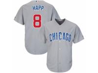 Youth Majestic Chicago Cubs #8 Ian Happ Grey Road Cool Base MLB Jersey