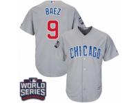 Youth Majestic Chicago Cubs #9 Javier Baez Authentic Grey Road 2016 World Series Bound Cool Base MLB Jersey