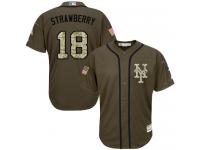 Youth Mets #18 Darryl Strawberry Green Salute to Service Stitched Baseball Jersey