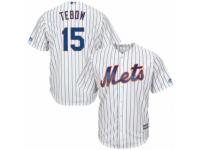 Youth New York Mets #15 Tim Tebow Majestic White Home Cool Base Player Jersey