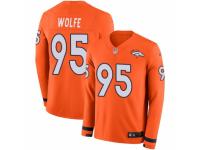 Youth Nike Denver Broncos #95 Derek Wolfe Limited Orange Therma Long Sleeve NFL Jersey