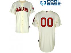 Cream Customized Women Majestic MLB Cleveland Indians Cool Base Alternate Jersey