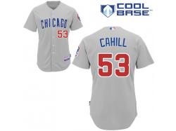 Grey Trevor Cahill Men #53 Majestic MLB Chicago Cubs Cool Base Road Jersey