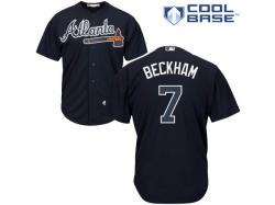 Navy Blue Gordon Beckham Men #7 Majestic MLB Atlanta Braves Cool Base Alternate Jersey