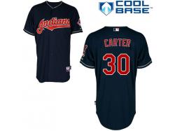 Navy Blue Joe Carter Men #30 Majestic MLB Cleveland Indians Cool Base Alternate Jersey