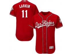 Red Barry Larkin Men #11 Majestic MLB Cincinnati Reds Flexbase Collection Los Rojos Jersey