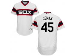 White Bobby Jenks Men #45 Majestic MLB Chicago White Sox Flexbase Collection Jersey