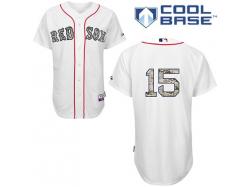 White Dustin Pedroia Men #15 Majestic MLB Boston Red Sox USMC Cool Base Jersey