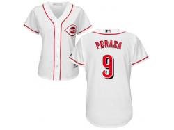 White Jose Peraza Women #9 Majestic MLB Cincinnati Reds 2016 New Cool Base Jersey